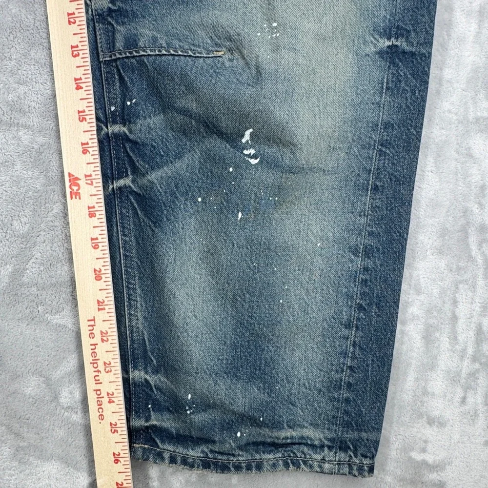FREE PEOPLE We The Free  Moxie Barrel Jeans Womens 29 Wide Leg Paint Splatter